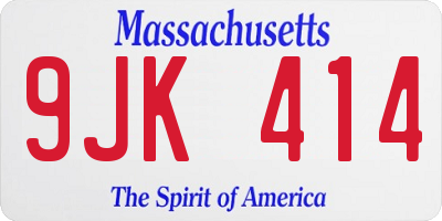 MA license plate 9JK414
