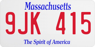 MA license plate 9JK415