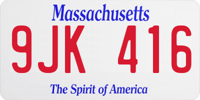 MA license plate 9JK416