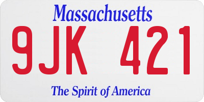 MA license plate 9JK421