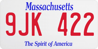 MA license plate 9JK422
