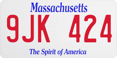 MA license plate 9JK424