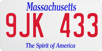 MA license plate 9JK433