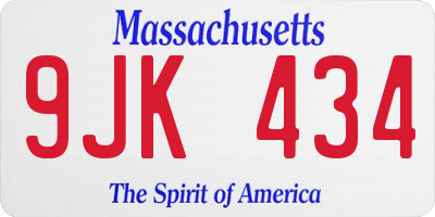 MA license plate 9JK434