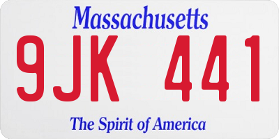MA license plate 9JK441