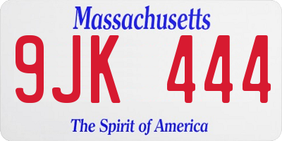 MA license plate 9JK444