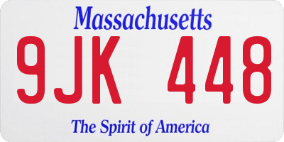 MA license plate 9JK448