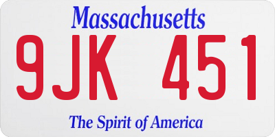 MA license plate 9JK451