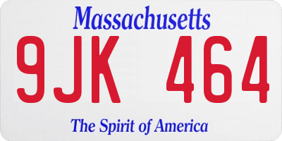 MA license plate 9JK464