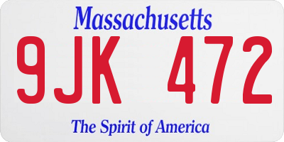 MA license plate 9JK472