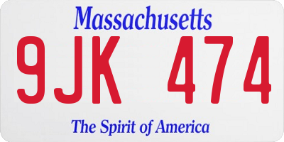 MA license plate 9JK474