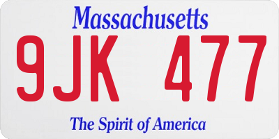 MA license plate 9JK477