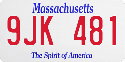 MA license plate 9JK481