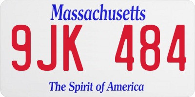 MA license plate 9JK484