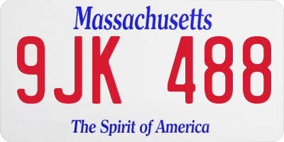 MA license plate 9JK488