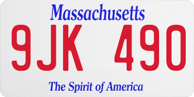 MA license plate 9JK490