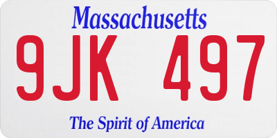 MA license plate 9JK497