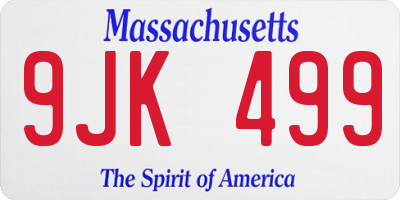MA license plate 9JK499