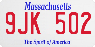 MA license plate 9JK502