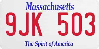 MA license plate 9JK503