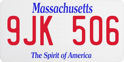 MA license plate 9JK506