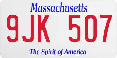 MA license plate 9JK507