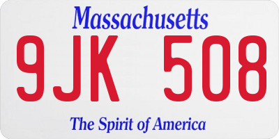 MA license plate 9JK508
