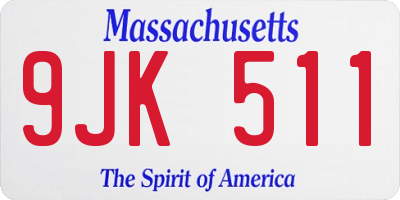 MA license plate 9JK511
