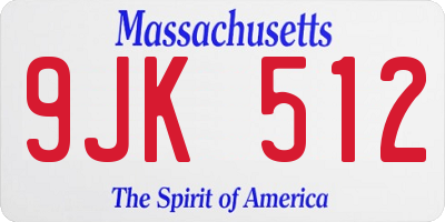 MA license plate 9JK512