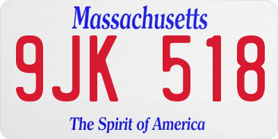 MA license plate 9JK518