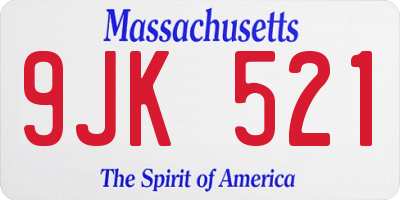 MA license plate 9JK521