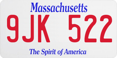MA license plate 9JK522