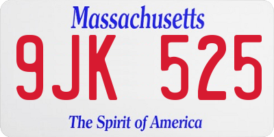 MA license plate 9JK525