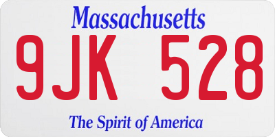 MA license plate 9JK528