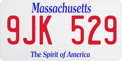 MA license plate 9JK529