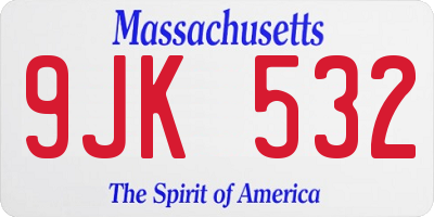 MA license plate 9JK532