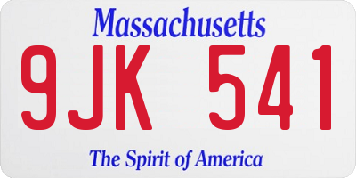 MA license plate 9JK541