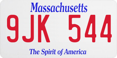 MA license plate 9JK544
