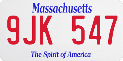 MA license plate 9JK547