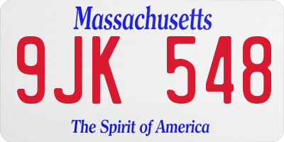 MA license plate 9JK548
