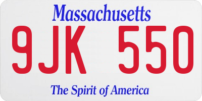 MA license plate 9JK550