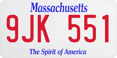 MA license plate 9JK551
