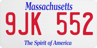 MA license plate 9JK552