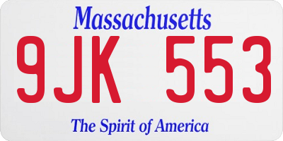 MA license plate 9JK553