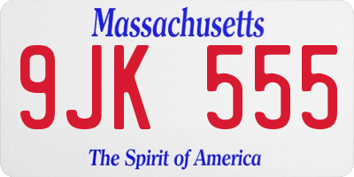 MA license plate 9JK555