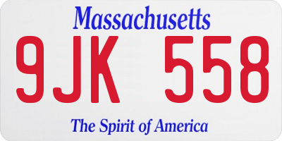 MA license plate 9JK558