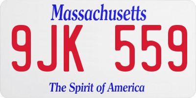 MA license plate 9JK559