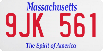MA license plate 9JK561