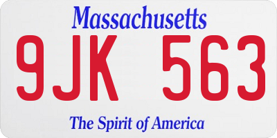 MA license plate 9JK563
