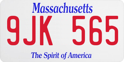 MA license plate 9JK565